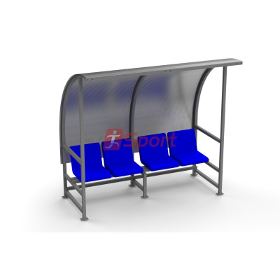 Скамейка для запасных игроков на 4 места с козырьком